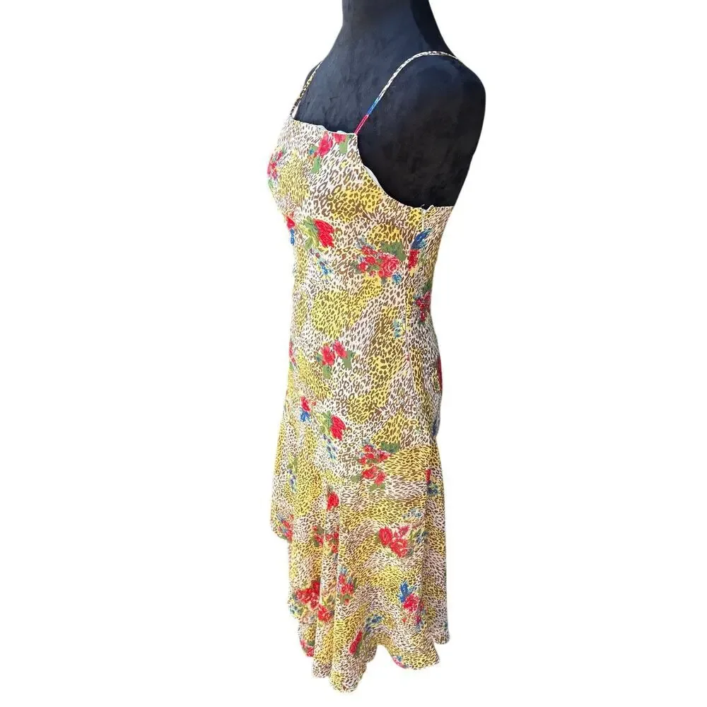 Urban Outfitters Vickie Chiffon Midi Dress Animal Floral Print XS